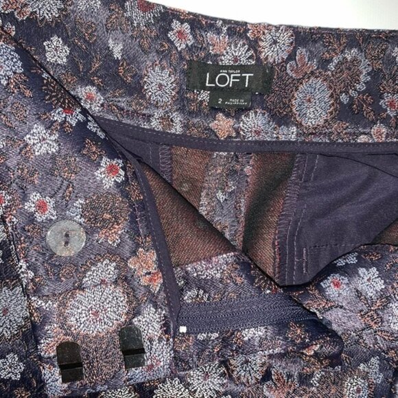 LOFT | Floral Embroidered Shorts Size 2 Summer Purple Pink - Picture 6 of 8